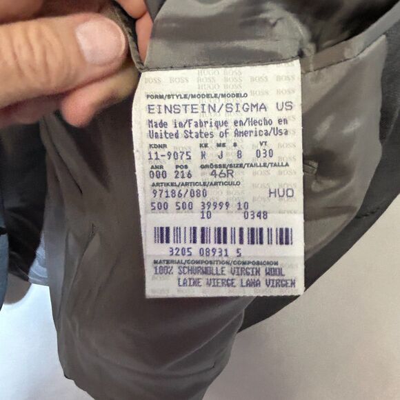 Boss Hugo Boss Einstein Gray Wool Single Breasted 3 Button Suit Jacket Size 46R - Picture 7 of 14